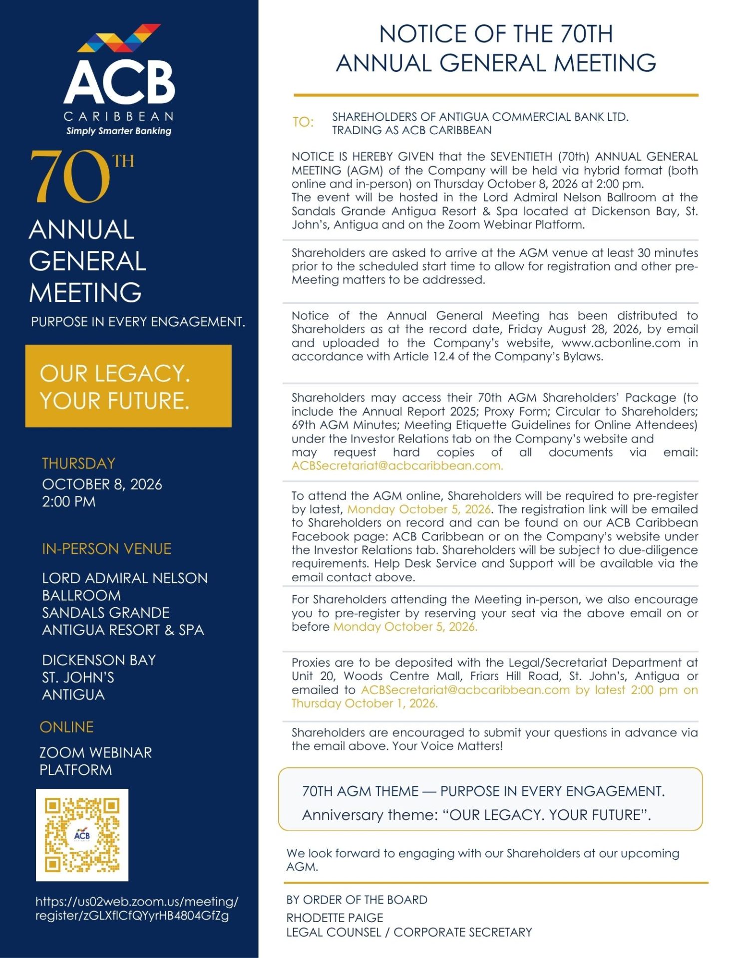 Notice of 70th AGM- justified